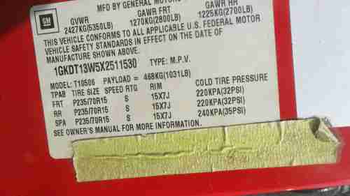 1999 GMC Jimmy Envoy Sport Utility 4-Door 4.3L  For Parts, image 7