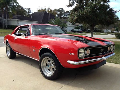 1967 chevrolet camaro 1967  5.7l v8 350 coupe red viper black stripes