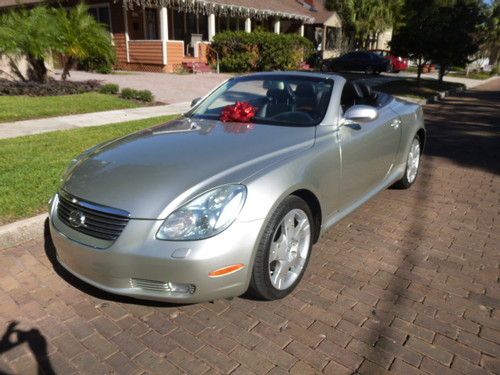 2004 lexus sc430 convertible low miles leather, silver, nav, #97 carfax