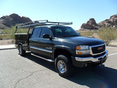 2003 gmc 2500 sle crew cab 4x4 duramax diesel w/ harbor utility bed extra clean