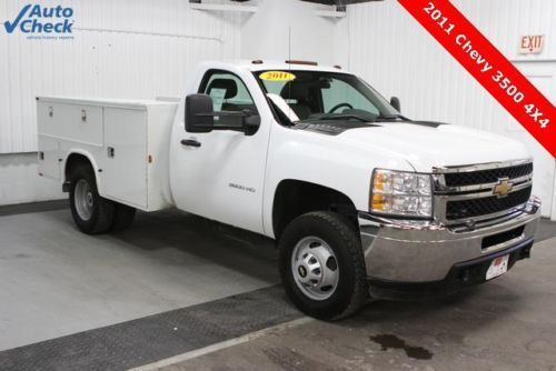 Used 11 chevy k3500hd reg cab 4x4 duramax diesel monroe utility bed low miles