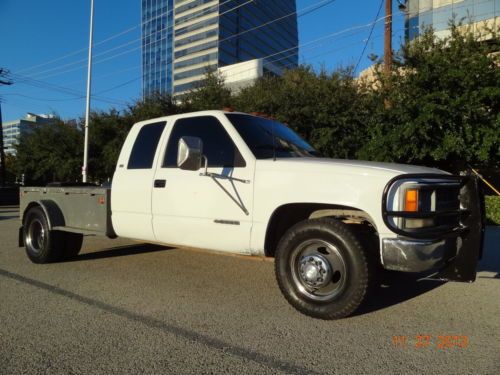 Good running 1994 chevrolet 3500 ext cab gas dually flat bed low miles clean tit