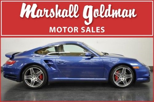 2008 porsche twin turbo cobalt blue metallic / sand 6 speed , nav 5600 miles