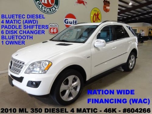 2010 ml350 4-matic,bluetec,sunroof,lth,6 disk cd,b/t,19in whls,46k,we finance!!