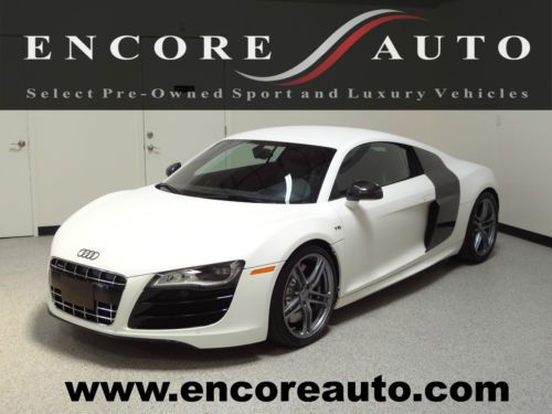 2011 audi r8 5.2l v10 coupe matte ibis white 6-speed manual 1-owner no stories