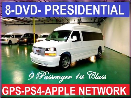 First class presidential 9 passenger conversion van, 8 tv-dvd, gps,ps4, apple
