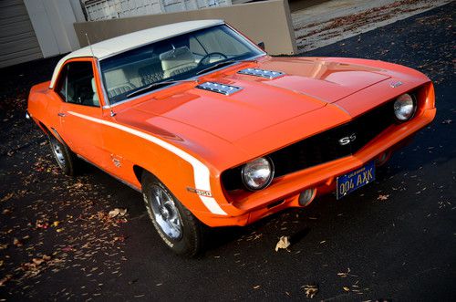 1969 camaro ss x55 matching numbers 350 4-speed, hugger orange cali native