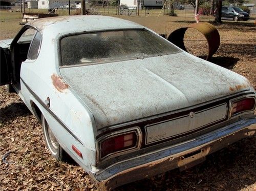 74 duster, blue with black interior, no motor or trany