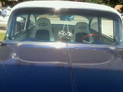 BLUE & WHITE CLASSIC '55 CHEVY, SUPER GOOD DAILY DRIVER, image 7