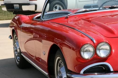 1962 corvette 327ci 340hp 4 speed roman red on black extremely nice