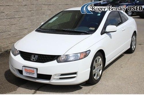 09 honda civic lx coupe automatic white auxiliary input tpms cruise control abs