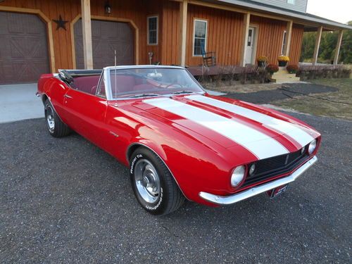 1967 chevrolet camaro convertible 327 motor tilt wheel ps red nice no reserve