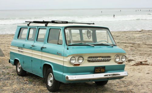 Crystal turquoise 1963 chevrolet chevy greenbrier corvair 95 restored