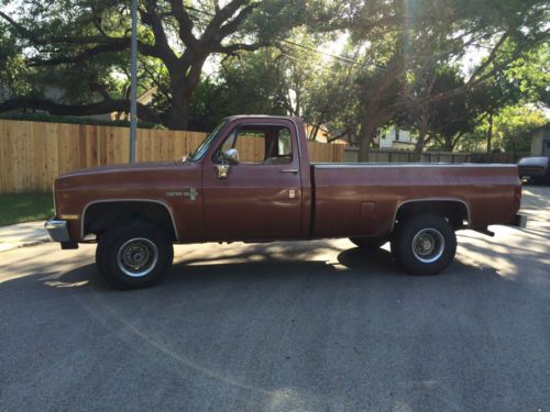 1983 chevrolet k-10 4x4 pickup, brown, 8ft bed, good tires, solid body