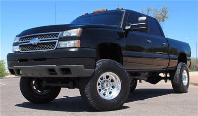 **no reserve 2005 chevrolet 2500hd duramax diesel crew lifted 4x4 black w/ lthr