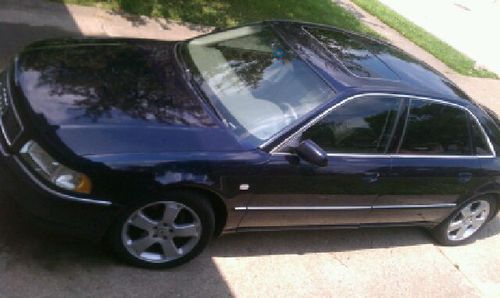 2000 audi a8 quattro four door luxury sedan with sunroof, fully automatic, blue