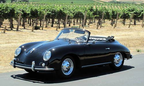 Rare 1957 porsche 356a cabriolet factory black/black solid orig flrs full resto