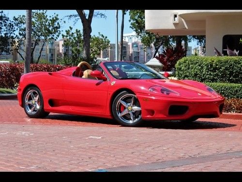 2005 ferrari 360 spider f1 red tan serviced shields daytonas chrome