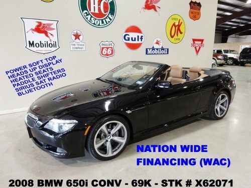 08 650i conv,nav,hud,htd lth,6 disk cd,b/t,park sensors,19in whls,69k,we finance