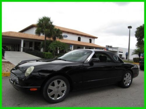 02 black 3.9l v8 convertible tbird w/ hard top &amp; trolly *red leather *low miles