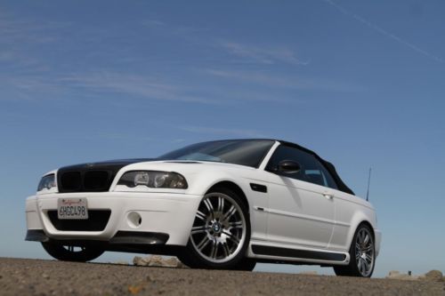 Stunning 2006 bmw m3 convertible e46 white on red, 69k,full vorsteiner, calif ca