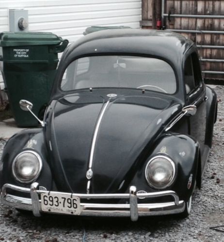 1957 oval vw volkswagen bug beetle solid! ready to roll! black and gorgeous!