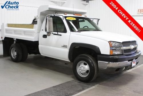 Used 04 chevy k3500hd 4x4 regular cab dump box 6.6l duramax diesel dually auto