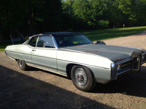 1969 pontiac bonneville convertible 428 silver with black interior/top