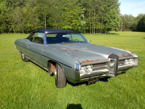 1969 pontiac bonneville convertible 428 silver with black interior/top, image 3