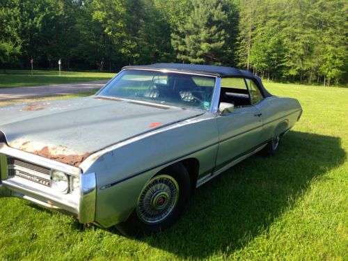 1969 pontiac bonneville convertible 428 silver with black interior/top, image 4