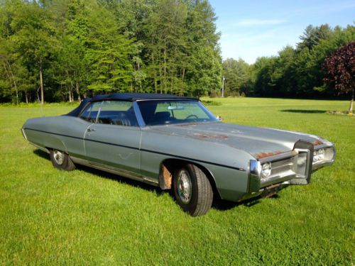 1969 pontiac bonneville convertible 428 silver with black interior/top, image 8