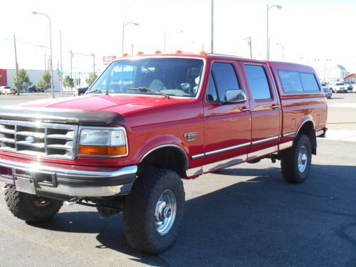 1997 ford f-250 xlt crew cab pickup 4-door 7.3l powerstroke, 4x4, red, f-350