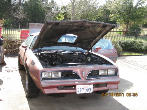 1977 pontiac trans am 400cid 4-barrel sports coupe auto tranny shaker hood