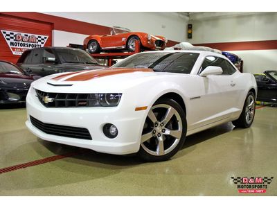 2011 camaro ss auto white/orange rally stripes 19,897 miles rs pkg heads up