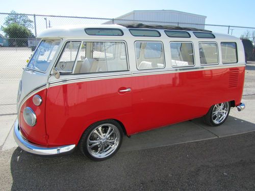 1965 21 window v w bus red