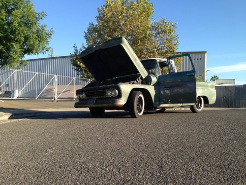 1961 chevy apache10 short bed/big window rat rod truck with cali patina air ride