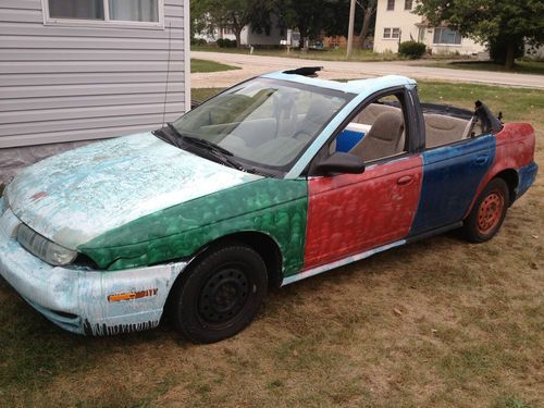 1997 saturn sl1 chop top convertible runs 150k miles demo derby car parts