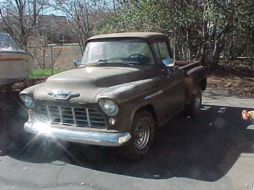 1955 chevy big window stepside pickup truck with 327 motor