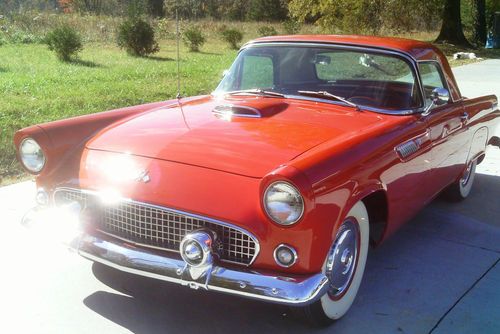 1955 55 ford tbird t bird thunderbird red convertible conv with hardtop