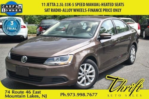 11 jetta 2.5l-33k-5 speed manual-heated seats-sat radio-finance price only
