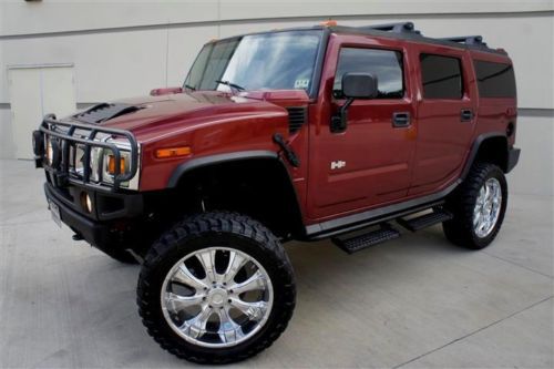 Custom lifted 04 hummer h2 4wd 4tvs/dvd nav sunroof 24 inch chrome wheel fabtech