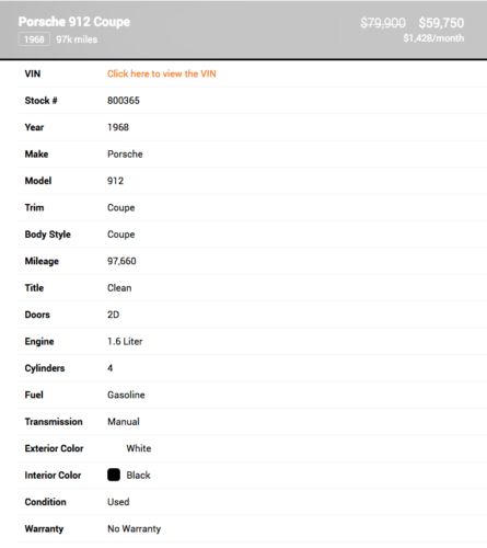 1968 Porsche 912 Coupe, US $58,000.00, image 58