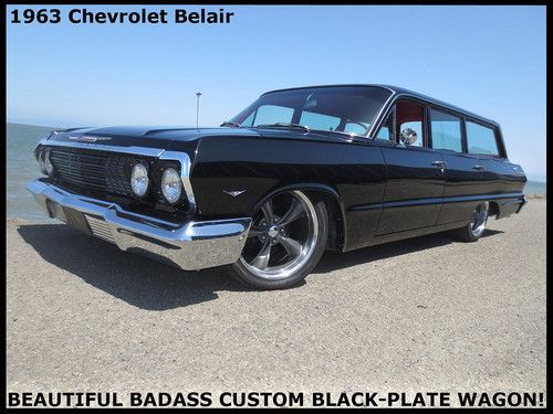 Beautiful badass 1963 chevrolet belair wagon!  rust-free black plate calif. car!
