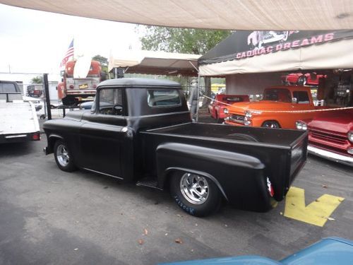 1955 chevy pick up short bed mat black 383 strocker a/c hot rod show truck