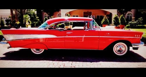 1957 bel air stunning matador red all original fuelie rotisserie restored 283