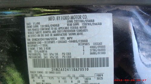 2001 Ford Windstar SE Mini Passenger Van 4-Door 3.8L, US $925.00, image 9