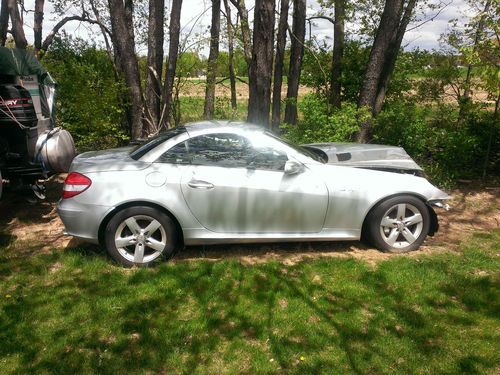 2005 mercedes slk 350, salvage, silver, 40k, black leather, hard top convertible