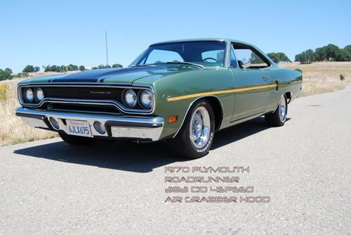 1970 roadrunner 383 4 speed air grabber hood tic toc tach fender tag build sheet