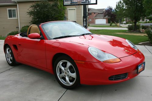 2001 porsche boxster 5 spd 68k miles excellent condition red/tan no reserve