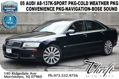 05 audi a8-137k-sport pkg-cold weather pkg-convenience pkg-navigation-bose sound